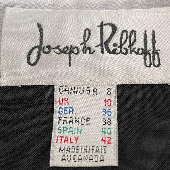 Joseph Ribkoff 3 Button Lined Poly Panel Skirt w Pick Stitching Black White Sz 8 - Picture 6 of 9